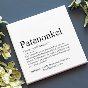 Leinwand "PATENONKEL" Definition | Verkündung Geschenk Baby Schwangerschaft Vorfreude Taufpate Pate Bedanken Weihnachten