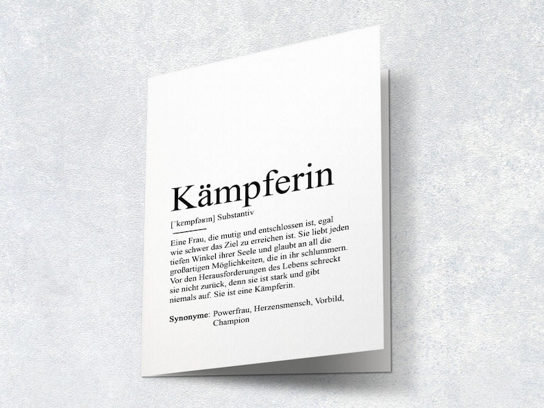 KARTE KÄMPFERIN Definition Mutmacher Geschenk Aufmuntern Krebs Krebskämpfer Sternenmama Lieblingsmensch Seelenverwandte Beste Freundin zdjęcie 2