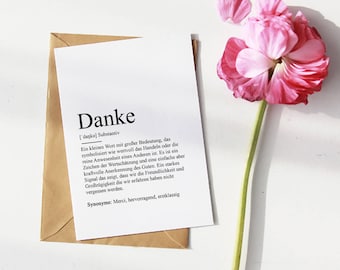 KAART “DANK U” Definitie | Dankjewel cadeau heel erg bedankt geluk verjaardag favoriete persoon zielsverwant beste vriend