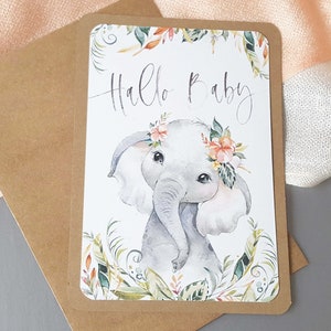 Glückwunschkarte "Hallo Baby" Elefant | Karte Geburt | Schwangerschaft | Geburtskarte | Willkommen | New to the Crew | Tierkind | Eltern