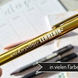 Bolígrafo "el maestro más maravilloso" | Regalo de escuela primaria idea de regalo Kulli oficina en casa bolígrafo dorado escritura antracita oro rosa oro
