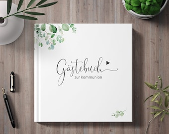 GÄSTEBUCH Minimalistic | Kommunion Taufe Fest Buch Geschenk Andenken personalisierbar mit Namen Erinnerung Gäste