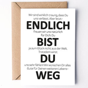 CARD "Finalmente Te ne sei andato" Scandaloso | Cambio lavoro biglietto d'addio colleghi di lavoro addio collega biglietto d'auguri pensione addio pensione