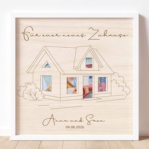 GELDGESCHENK RAHMEN "ZUHAUSE" | Hochzeit Hausbau Geld schenken Geschenk Personalisiert mit Namen Traumhaus Gravur Eigenheim