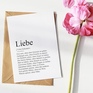 KARTE "LIEBE" Definition | Jahrestag Valentinstag Hochzeit Hochzeitstag Verlobung Geschenk Duden Erinnerung Love Verliebt Kleinigkeit