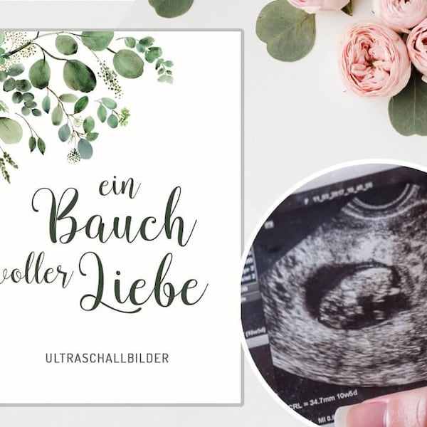 KAART VAN ULTRASONE BEELDEN Eucalyptus | Zwangerschap | Geboorte herinneringsmap | zwangere baby | Anticipatie op babyshower | moeder retentie