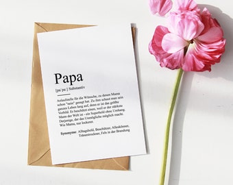 KARTE "PAPA" | Bedanken | Vatertag | Bester Papa | Geschenk | Ankündigung | Definition | Baby | Schwangerschaft | Vorfreude | Dadtobe | Papi