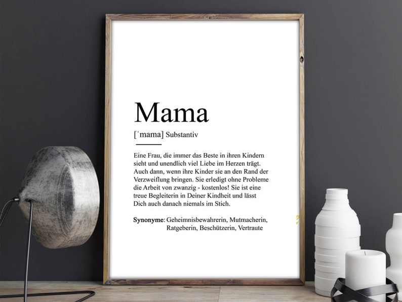 Poster MAMA Definition Bedanken Muttertag Geschenk Baby Schwangerschaft Vorfreude Geburtstag Kunstdruck Beste Mutti Weihnachtsgeschenk Bild 2