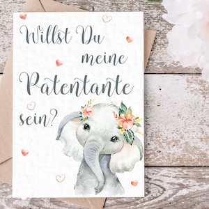 CARTÃO "GODDAM" elefante | Anúncio | Presente | Anúncio | Cartão de parabéns | Bebê | Gravidez | antecipação | Madrinha | Madrinha