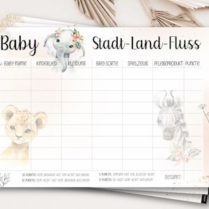 Baby City Country River - Animali Bambini | Gioco per baby shower, divertente gioco di società, baby shower, set di carte a sorpresa per la gravidanza, divertente da compilare