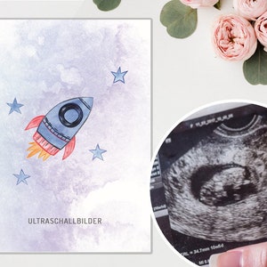MAP ULTRASONE BEELDEN Raket | Raket Zwangerschap Geboorte Geheugenmap Zwangere baby | Babyshower moeder opslag babyjongen jongen