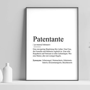 Poster Definição de "PATENTE" | Anúncio presente bebê gravidez antecipação madrinha madrinha obrigado coisinha