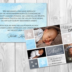 GEBURTSKARTE BABY Danksagung Geburt Grußkarte personalisiert individualisiert mit Fotos Papeterie Babyjunge Babyboy Bild 3