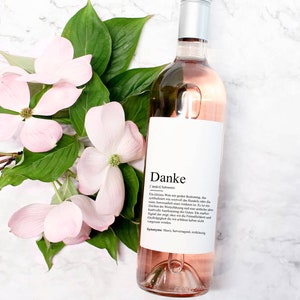 Etiquette Bouteille de Vin MERCI Définition | Etiquette bouteille cadeau souvenir petit quelque chose anniversaire autocollant bouteille banderole vin merci