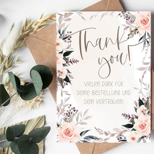 DANKESKARTE Rosen | Bestellung Bedanken Thank you Karte Handgemacht mit Liebe Verpacken Kleinunternehmer Selbstständig Verpackungsliebe