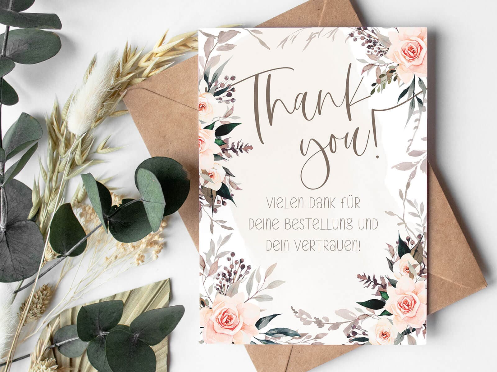 THANK YOU CARD Roses | Order Thank you Thank you card Handmade with love Packaging Small business owner Self employed Packaging love