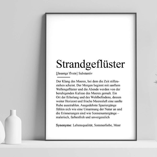 Poster "STRANDGEFLÜSTER" Definition | Strand Meer Sonne Urlaub Sommer Grußkarte Postkarte Strandspaziergang Liebe Erinnerung Entspannung