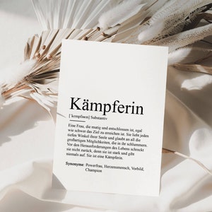 KARTE KÄMPFERIN Definition Mutmacher Geschenk Aufmuntern Krebs Krebskämpfer Sternenmama Lieblingsmensch Seelenverwandte Beste Freundin zdjęcie 4