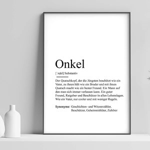 Poster "ONKEL" Definition | Bedanken Geschenk Schwangerschaft Vorfreude Geburtstag Kunstdruck Bester Onkel Familie Duden