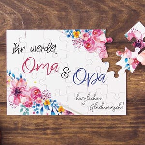 PUZZLE GROßELTERN | Schwangerschaftsankündigung Schwanger Baby Oma Opa Enkelkind Überraschung personalisierbar mit Namen Großeltern