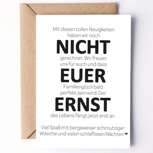 KARTE "Nicht euer ernst" Skandalös | Schwangerschaft Baby Geburt Schwanger Glückwunschkarte Gratulation Lustig Witzig