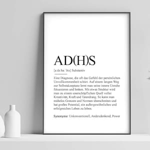 ADHD Definition Poster | Gift for ADHD Diagnosis, Encouragement, Self-Acceptance, Hyperactivity, Adults, Children, Cheering Up