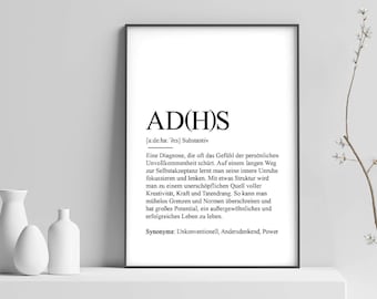 Poster "ADHS" Definition | ADS Diagnose Krankheit Mutmacher Geschenk Aufmuntern Lieblingsmensch Seelenverwandte Beste Freundin Hyperaktiv