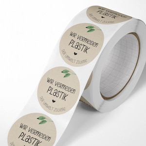 PEGATINA de papel hierba Evitamos el PLÁSTICO | Etiqueta Etiqueta de embalaje de embalaje sostenible Etiqueta de embalaje Protección del medio ambiente Reciclaje hecho a mano