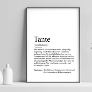 Poster "TANTE" Definition | Bedanken Geschenk Schwangerschaft Vorfreude Geburtstag Geschenkidee Weihnachten Kleinigkeit