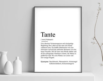Poster "TANTE" Definition | Bedanken Geschenk Schwangerschaft Vorfreude Geburtstag Geschenkidee Weihnachten Kleinigkeit