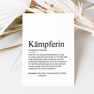 KARTE KÄMPFERIN Definition Mutmacher Geschenk Aufmuntern Krebs Krebskämpfer Sternenmama Lieblingsmensch Seelenverwandte Beste Freundin zdjęcie 3