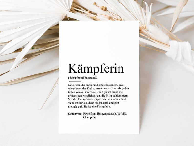 KARTE KÄMPFERIN Definition Mutmacher Geschenk Aufmuntern Krebs Krebskämpfer Sternenmama Lieblingsmensch Seelenverwandte Beste Freundin zdjęcie 3