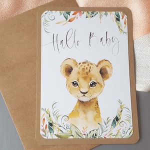 Biglietto d'auguri "Hello Baby" Leone | Biglietto di nascita | Gravidanza | Biglietto di nascita | Benvenuto | Novità nell'equipaggio | Genitori | Idea regalo