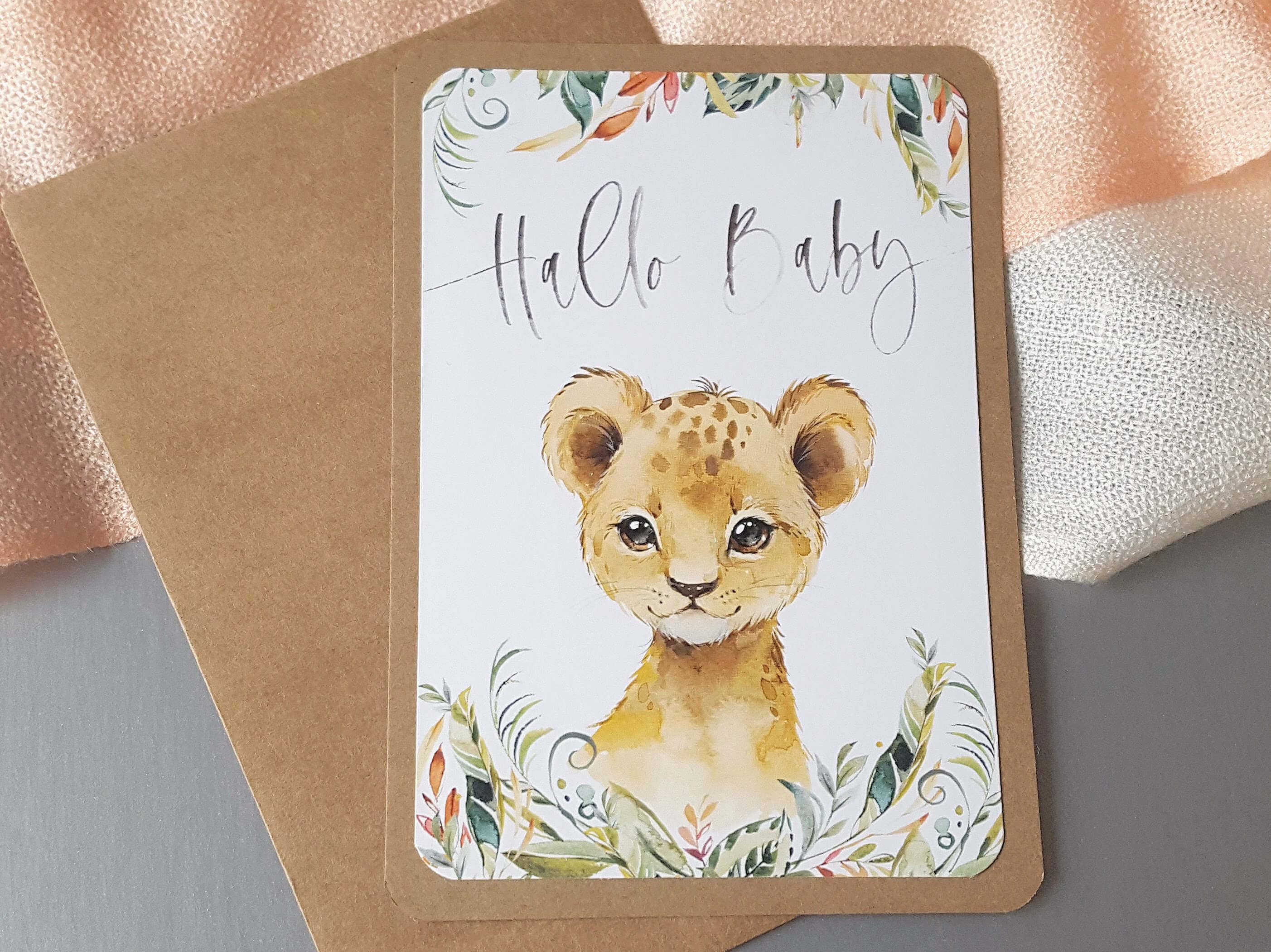 Glückwunschkarte Hallo Baby Löwe Karte Geburt | Etsy