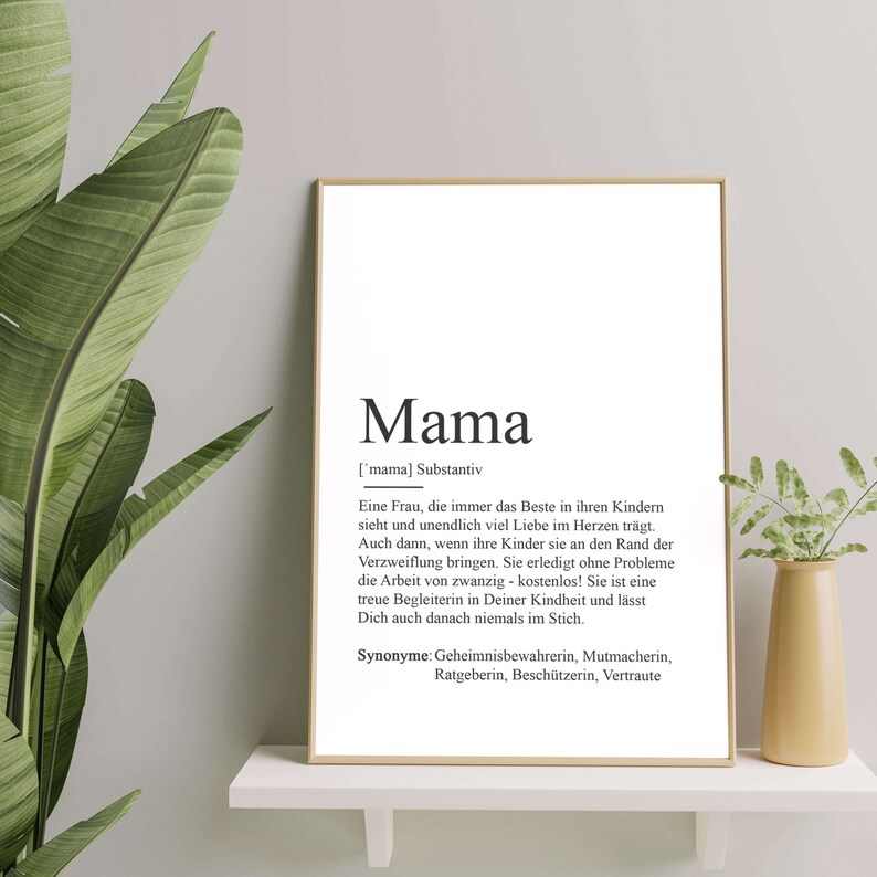 Poster MAMA Definition Bedanken Muttertag Geschenk Baby Schwangerschaft Vorfreude Geburtstag Kunstdruck Beste Mutti Weihnachtsgeschenk Bild 5