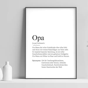Poster "OPA" Definition | Bedanken Großvater Geschenk Schwangerschaft Vorfreude Geburtstag Kunstdruck Bester Opa Duden Weihnachtsgeschenk