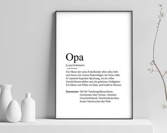 Poster "OPA" Definition | Bedanken Großvater Geschenk Schwangerschaft Vorfreude Geburtstag Kunstdruck Bester Opa Duden Weihnachtsgeschenk