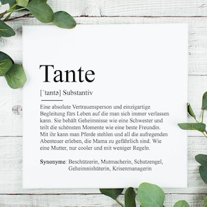 Leinwand "TANTE" Definition | Bedanken Geschenk Schwangerschaft Vorfreude Geburtstag Kunstdruck Beste Tante Familie Geschenkidee Kleinigkeit