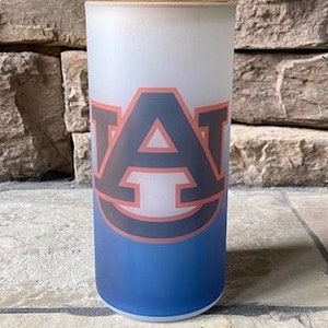 Auburn/Auburn University/AU Glass Tumbler with Bamboo Lid and Straw Available in 2 Sizes