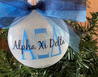 3" Alpha Xi Delta Sorority Glitter Christmas Ornament