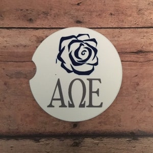 Alpha Omega Epsilon Sorority/Sorority Gift/Greek Letters/Sorority Sisters Car Coaster/Car Cup Holder