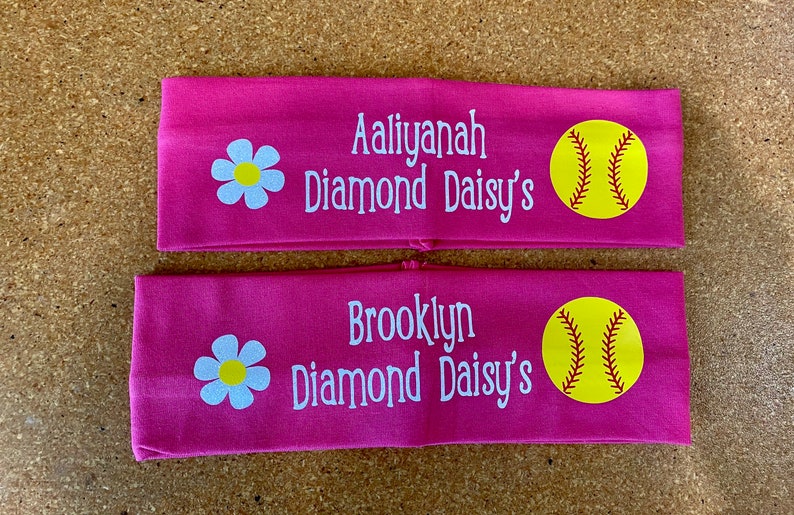 Softball 2.5 Personalized Name Headband/Team Name Sports Headband/ Softball Player/Softball Team/Travel Team Headband image 2