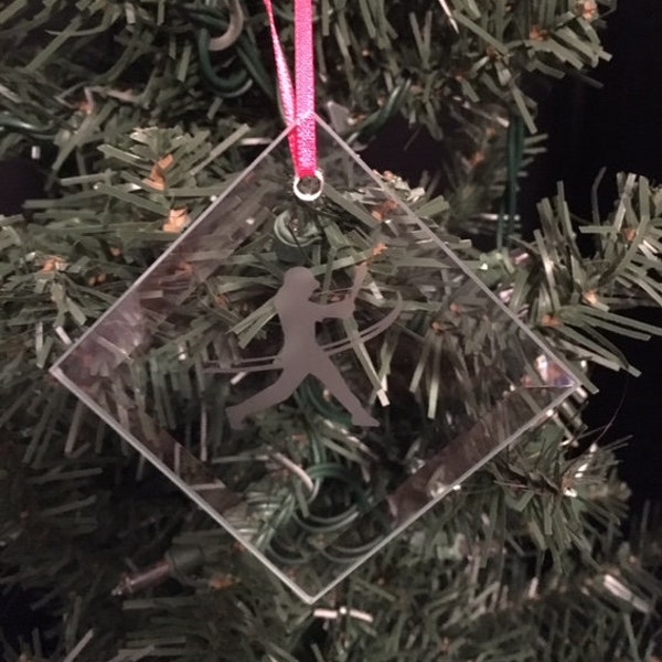 Softball/Softball Fast Pitch/Softball Team/Softball Player Personalized Glass Etched Christmas Ornament