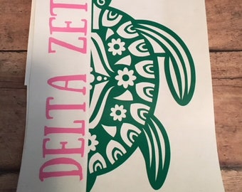 Delta Zeta Turtle Sorority Decal 4.5x6 « pour voiture / SUV / ordinateurs portables / tumblers / miroirs / refroidisseurs