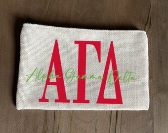 Alpha Gamma Delta Sorority Make Up Bag/Make Up Tote 3 Sizes