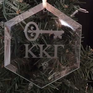 Kappa Kappa Gamma Personalized Sorority Glass Etched Christmas Ornament