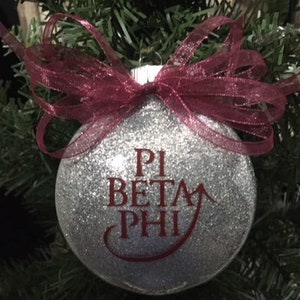 3" Pi Beta Phi Sorority Personalized Glitter Christmas Ornament
