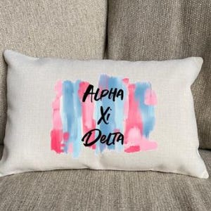 Alpha Xi Delta Linen Pillow/Alpha Xi Delta Gift/Alpha Xi Delta Pillow/Alpha Xi Delta  Sorority Pillow