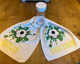 Soccer/Soccer Team/Soccer Travel Team Personalized Cooling Towel and Bottle Holder