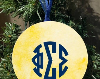 Phi Sigma Sigma Sorority Custom Flat Aluminum Christmas Ornament Officially Licensed